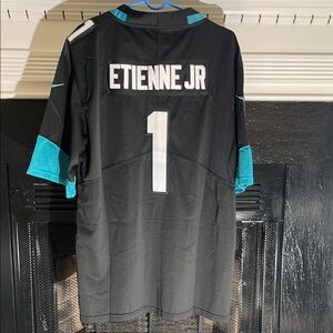 Jacksonville Jaguars Travis Etienne Jr Football Jersey Black Blue Men’s Size XL